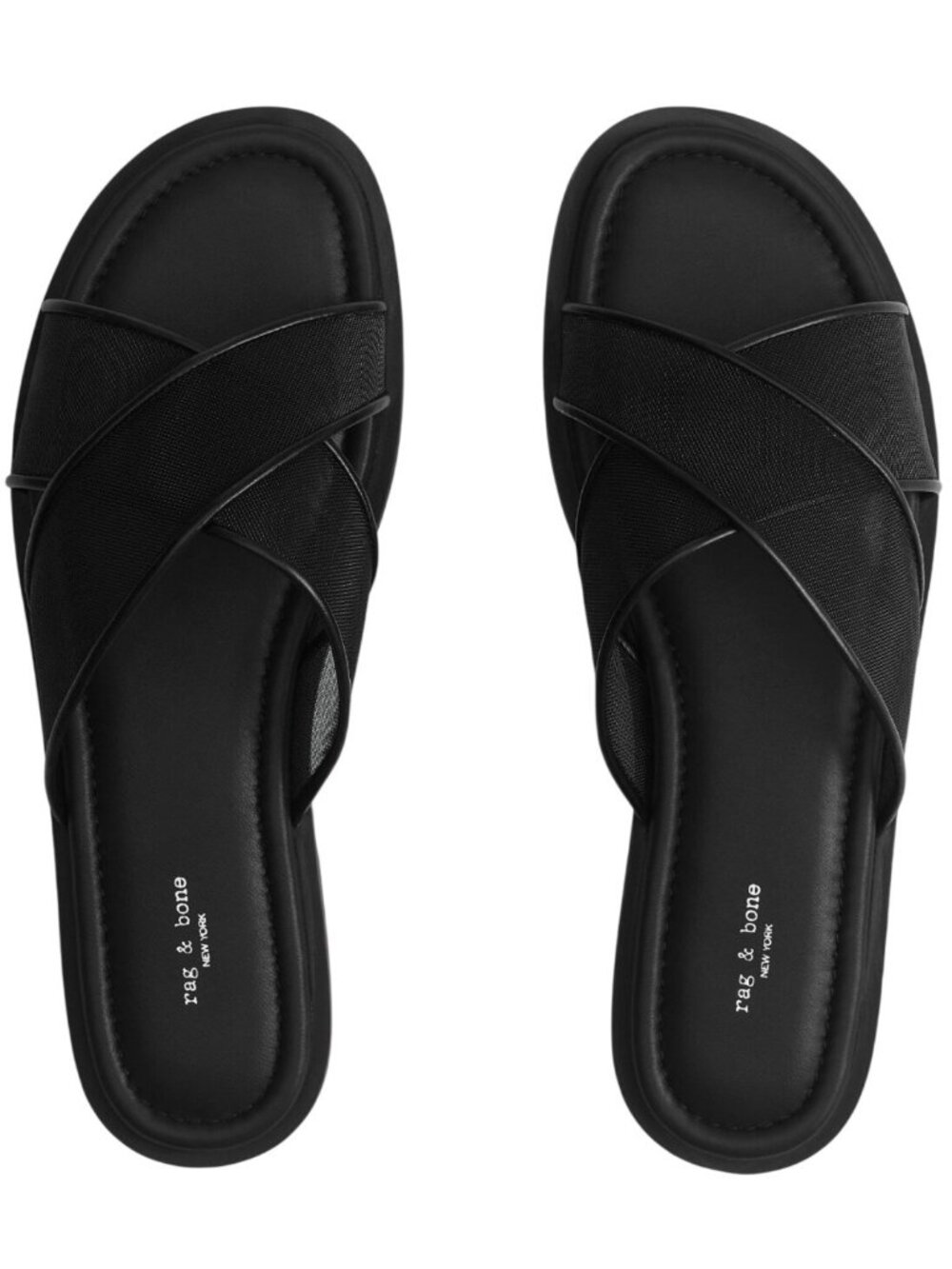 Rag & Bone Geo Mesh Strap Black Slide Size 5 New